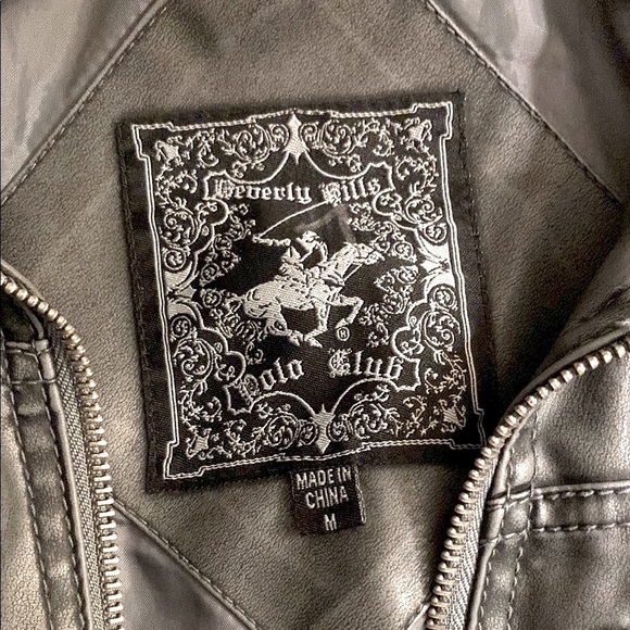 EUC [Beverly Hills Polo Club] Dark Gray Zip-Up Leather Jacket Women’s Sz Medium - Picture 12 of 12